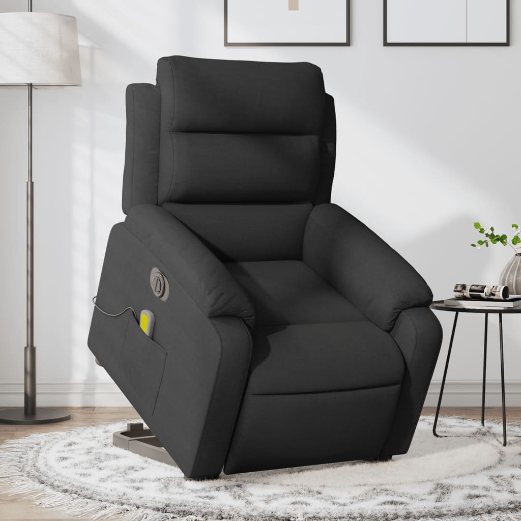 Vetonek Sillón de masaje eléctrico reclinable elevable tela negro