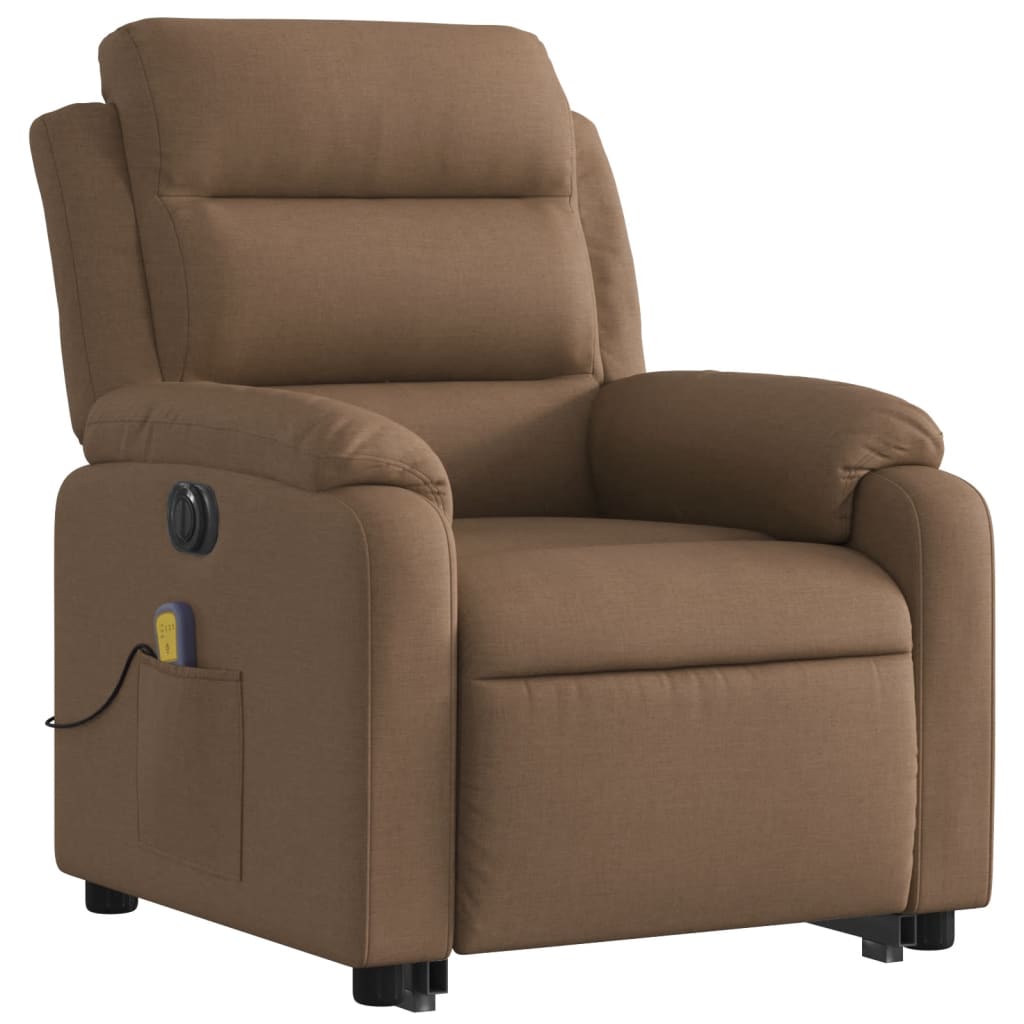 Chaise de massage électrique inclinable tissu marron levé