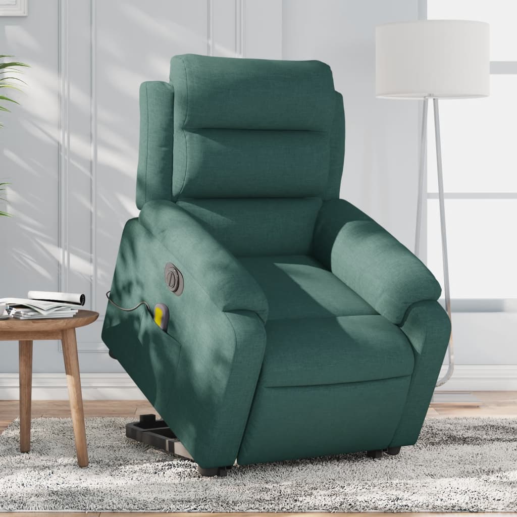 Vetonek Sillón masaje eléctrico reclinable elevable tela verde oscuro