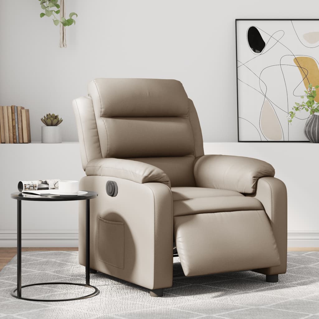 Vetonek Sillón reclinable eléctrico de cuero sintético color capuchino