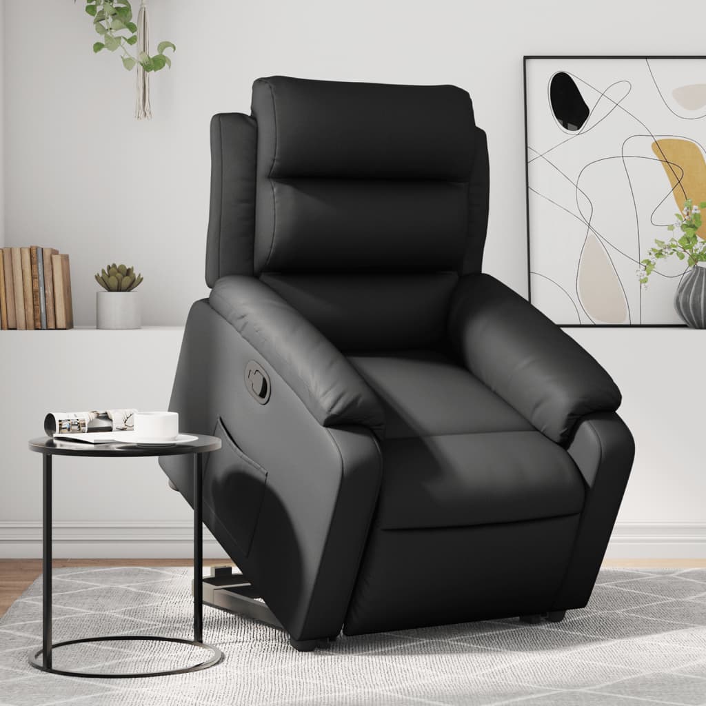 Vetonek Sillón reclinable elevable cuero artificial negro