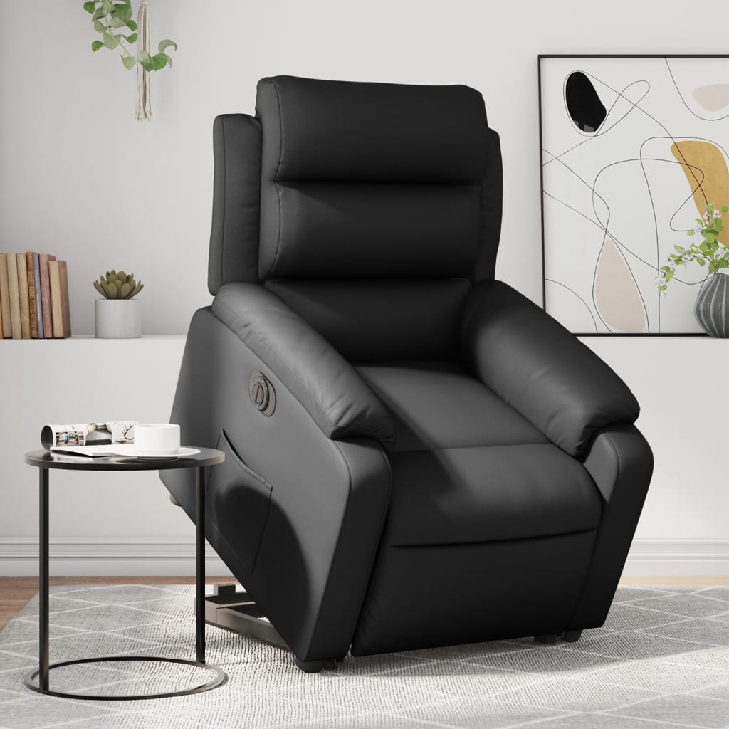 Sillón reclinable y elevable eléctrico cuero sintético negro v5440 Vetonek