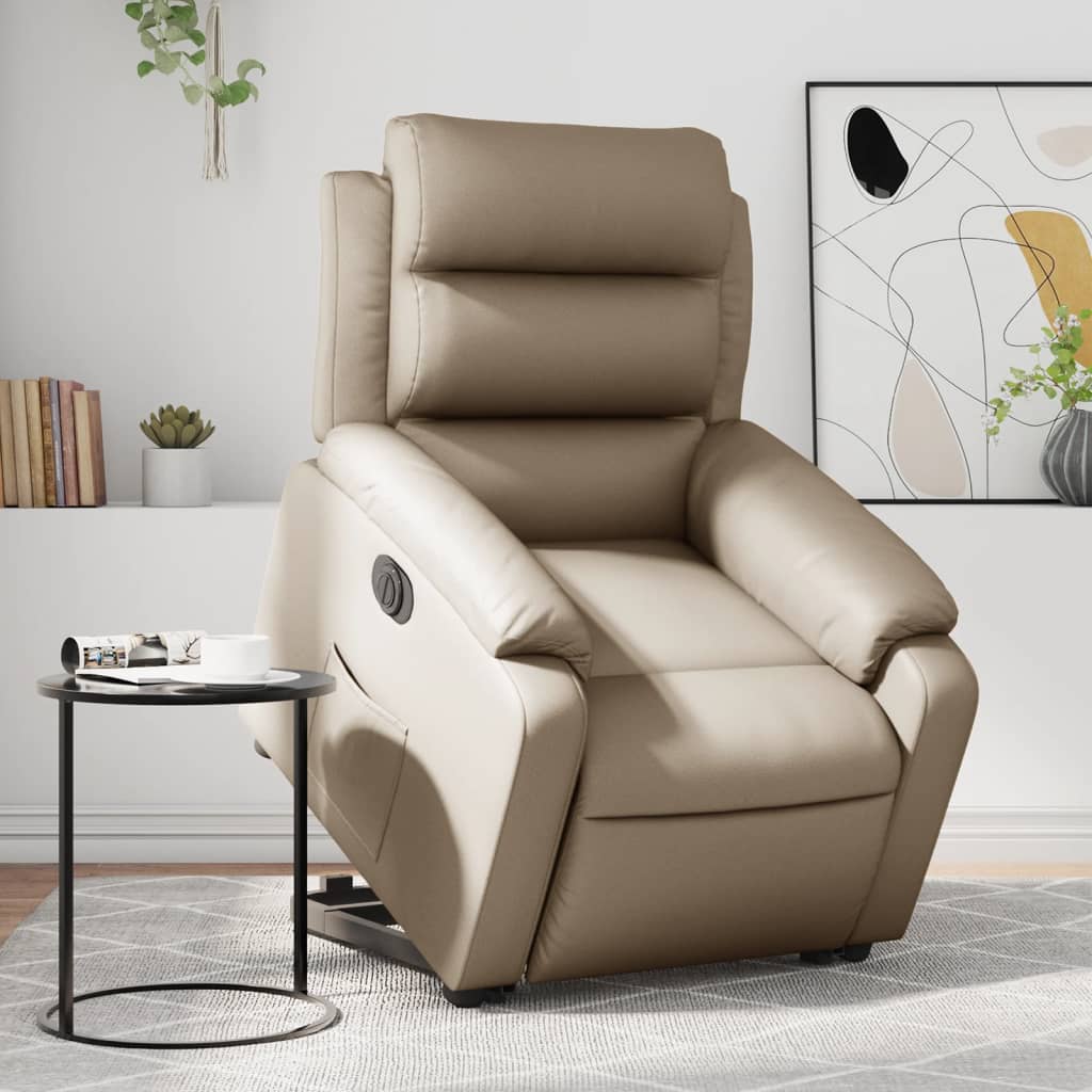 Vetonek Sillón elevable eléctrico cuero artificial capuchino