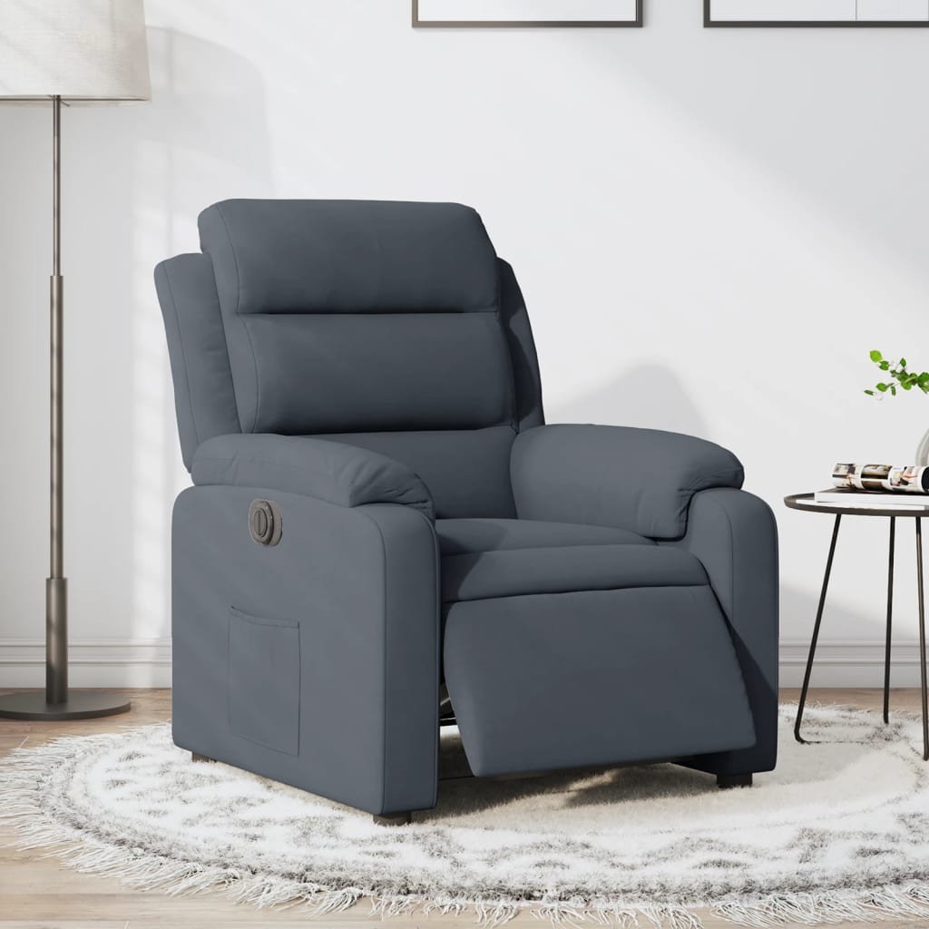 Vetonek Sillón reclinable eléctrico de terciopelo gris oscuro