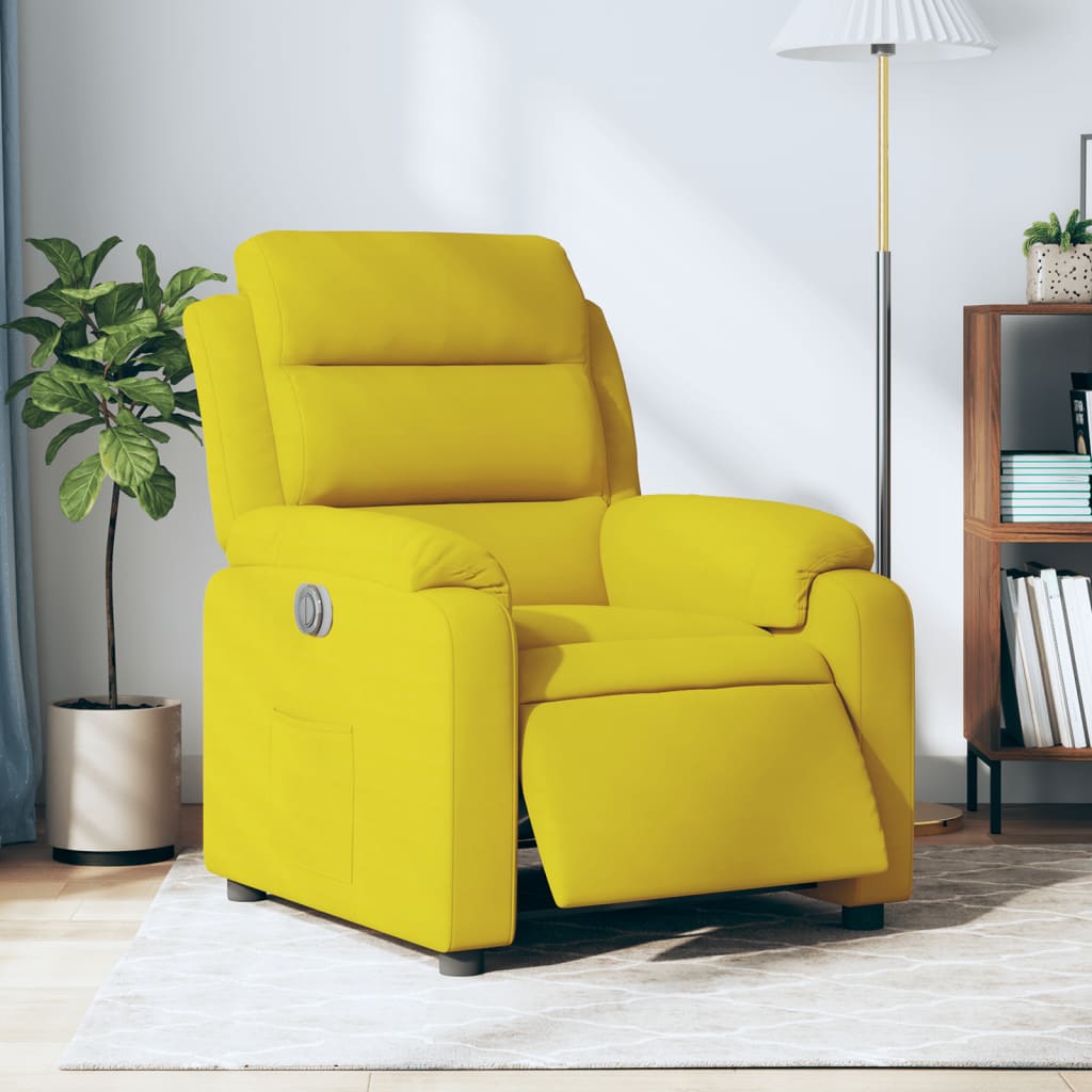 Vetonek Sillón reclinable eléctrico de terciopelo amarillo