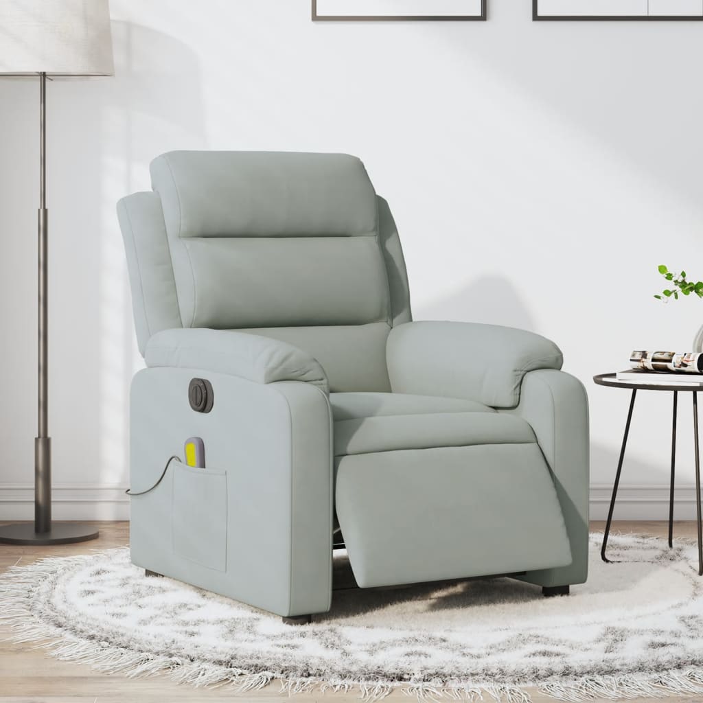 Vetonek Sillón reclinable de masaje eléctrico terciopelo gris claro