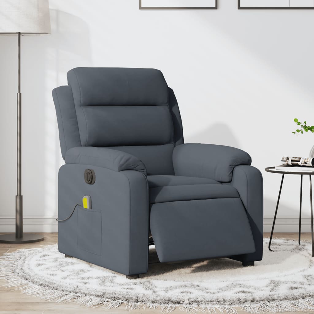 Vetonek Sillón reclinable de masaje eléctrico terciopelo gris oscuro