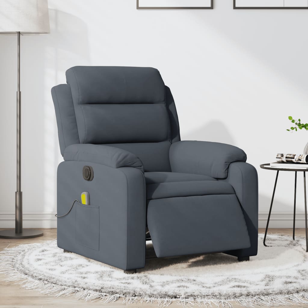 Sillón reclinable de masaje eléctrico terciopelo gris oscuro v5709 Vetonek