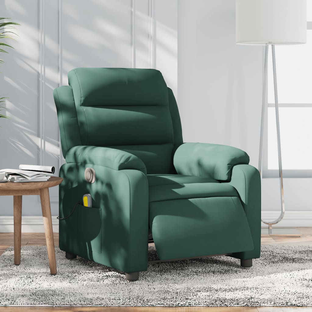 Vetonek Sillón reclinable de masaje eléctrico terciopelo verde oscuro