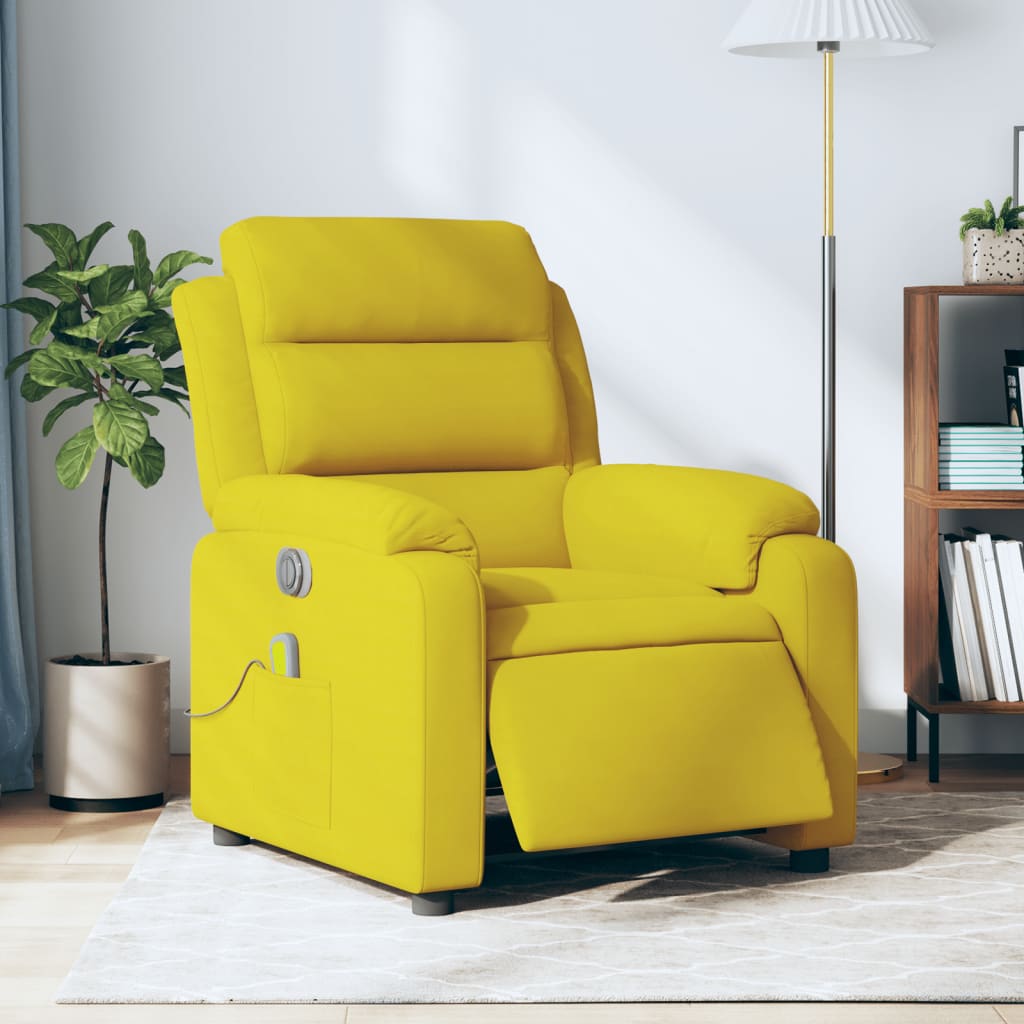 Vetonek Sillón reclinable de masaje eléctrico terciopelo amarillo