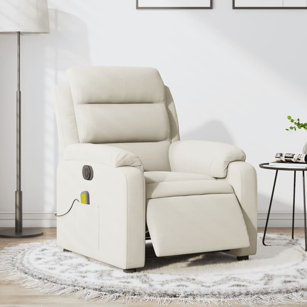 Vetonek Sillón reclinable de masaje eléctrico terciopelo color crema