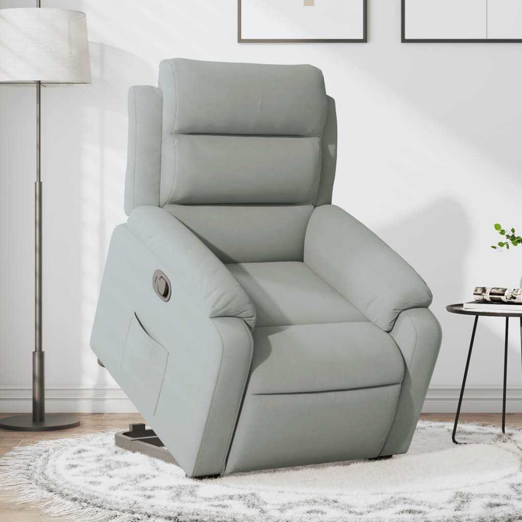 Vetonek Sillón reclinable elevable terciopelo gris claro