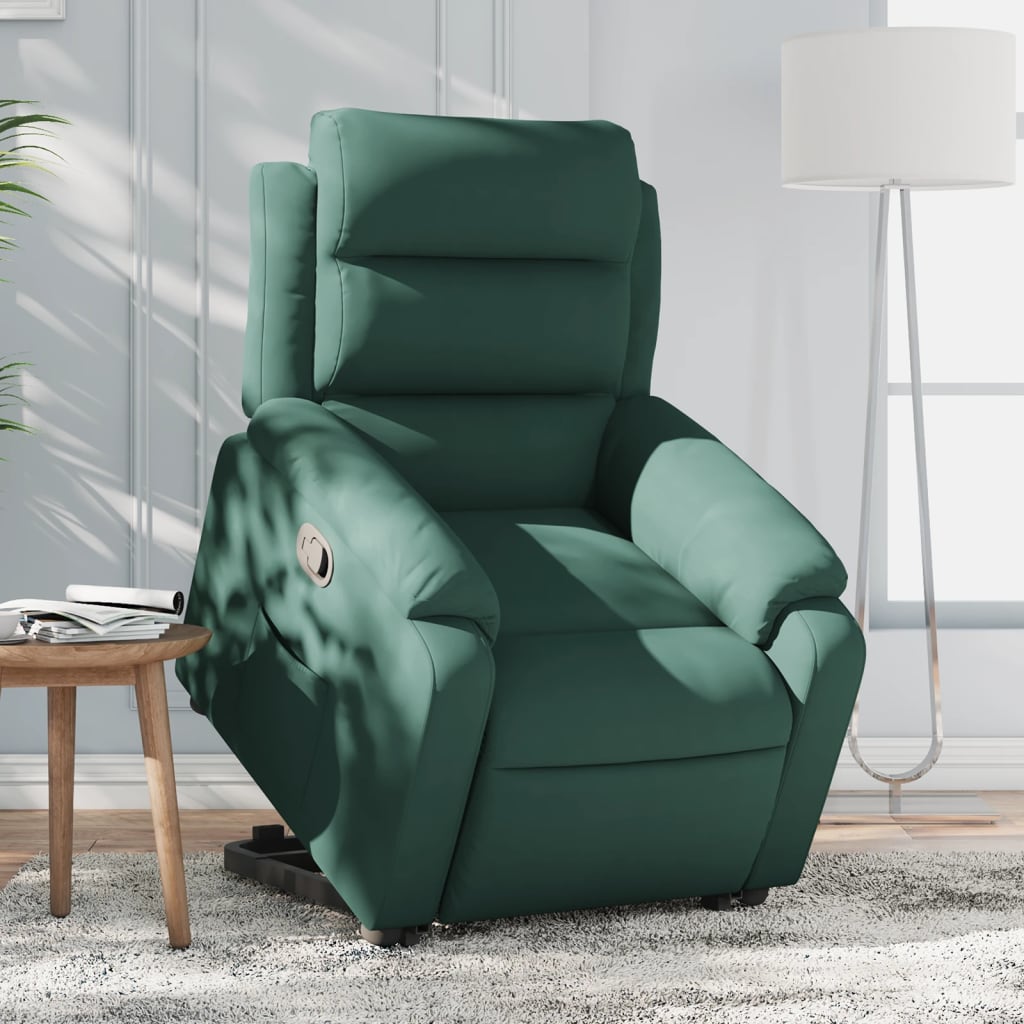 Vetonek Sillón reclinable elevable terciopelo verde oscuro