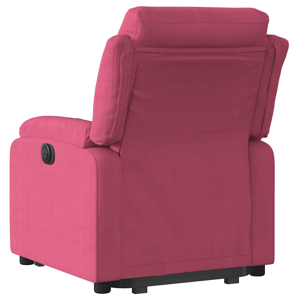 Sillón reclinable elevable terciopelo rojo tinto V5853 Vetonek
