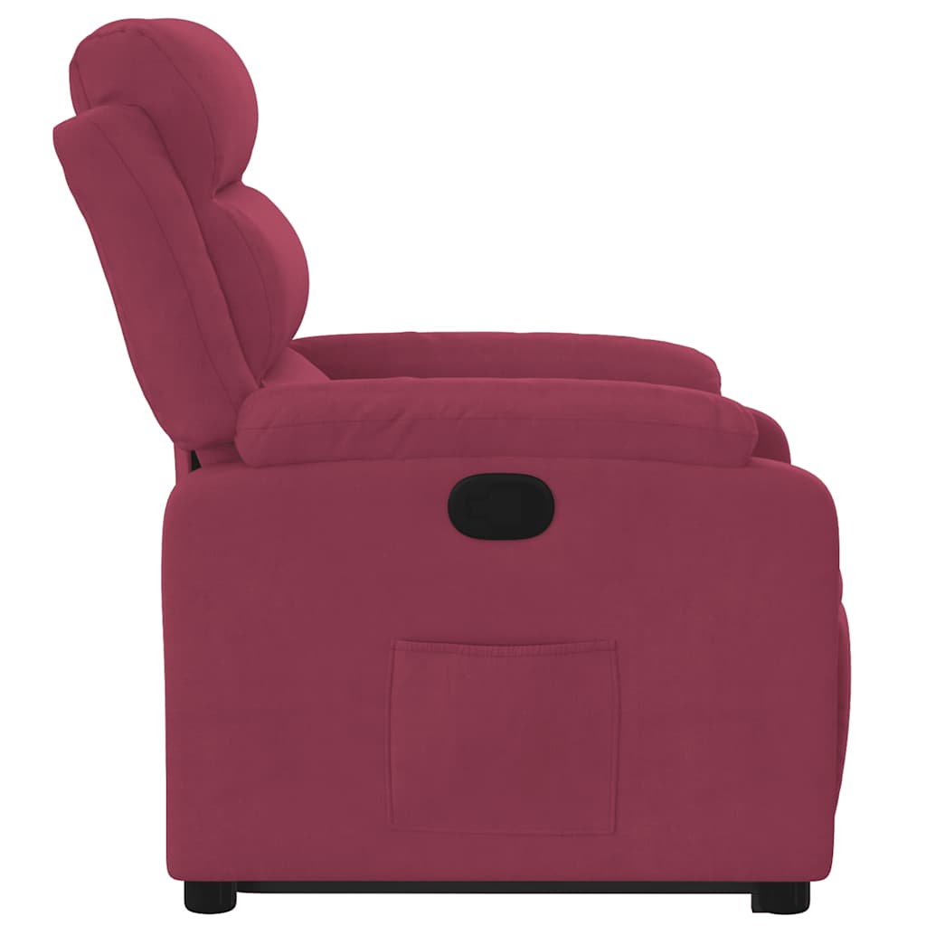 Sillón reclinable elevable terciopelo rojo tinto V5853 Vetonek