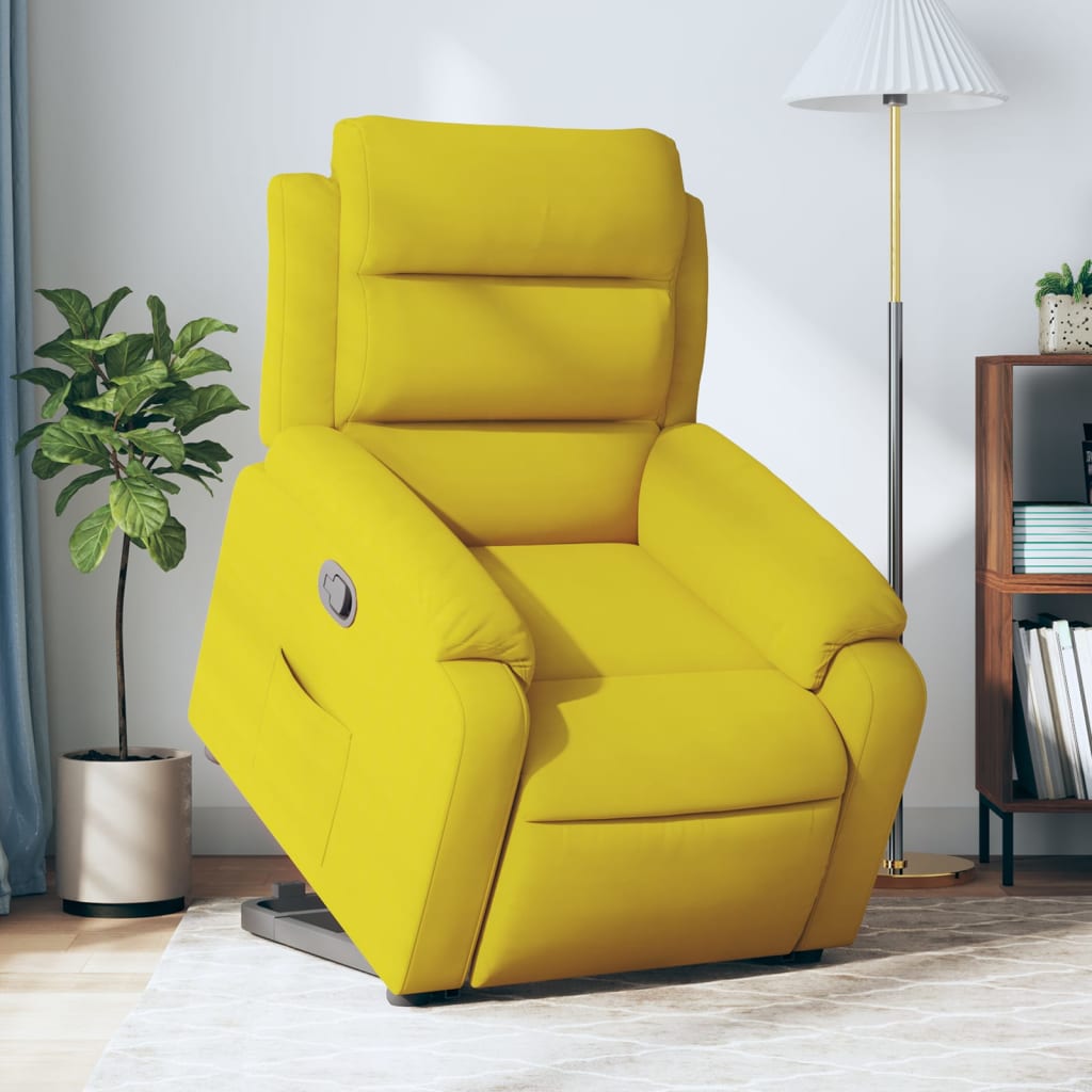 Vetonek Sillón reclinable elevable terciopelo amarillo