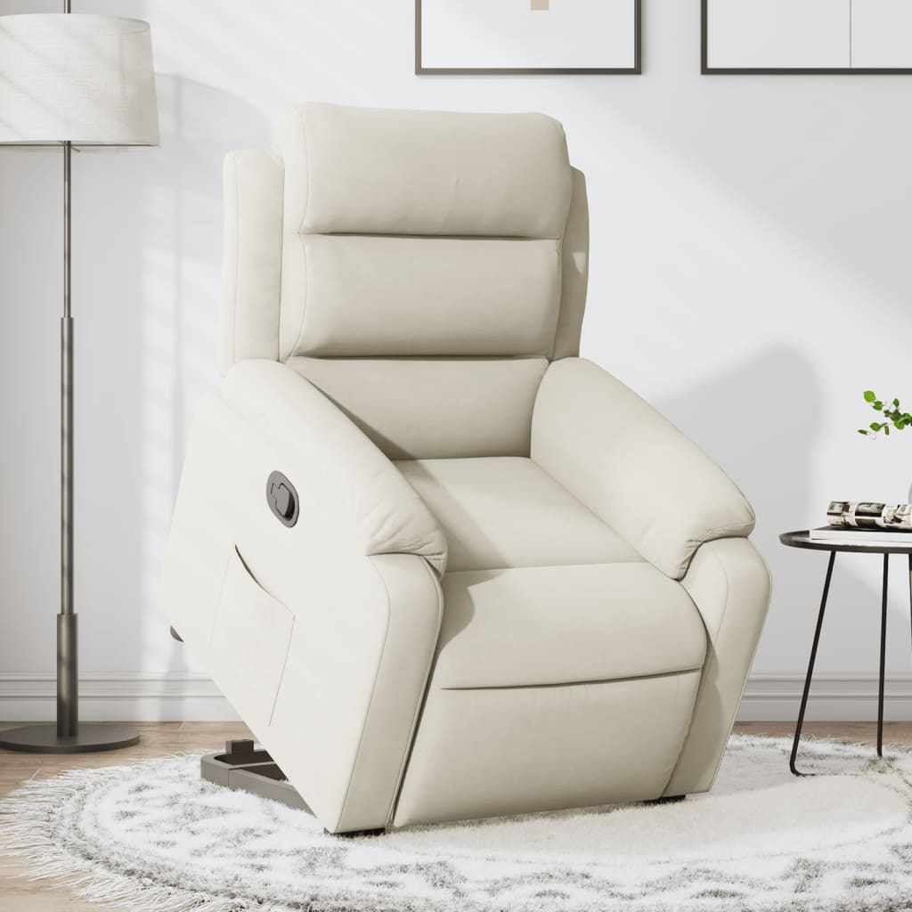 Vetonek Sillón reclinable elevable terciopelo crema