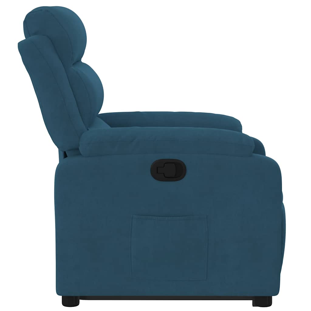 Sillón reclinable elevable de terciopelo azul V5907 Vetonek