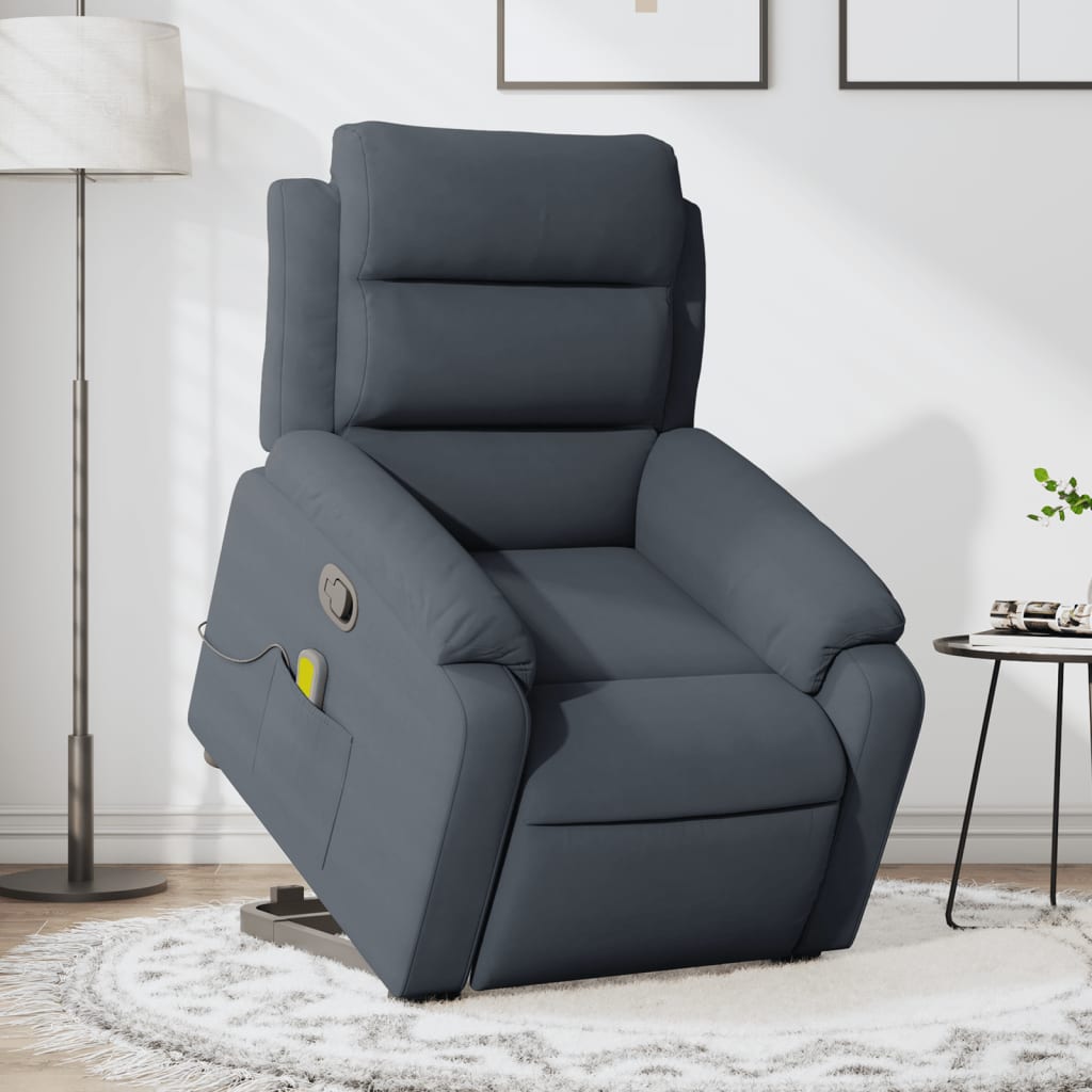 Vetonek Sillón reclinable de masaje elevable terciopelo gris oscuro