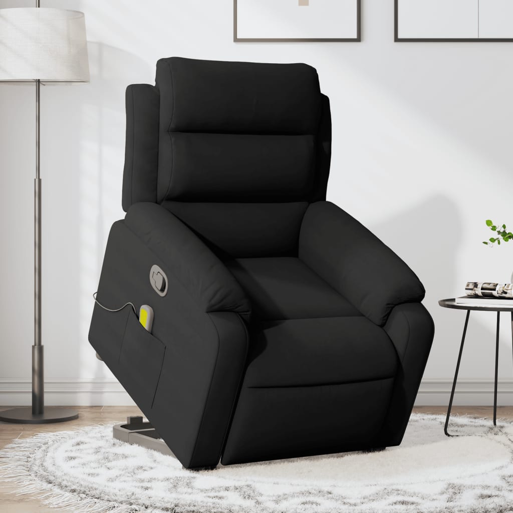 Vetonek Sillón reclinable de masaje elevable terciopelo negro