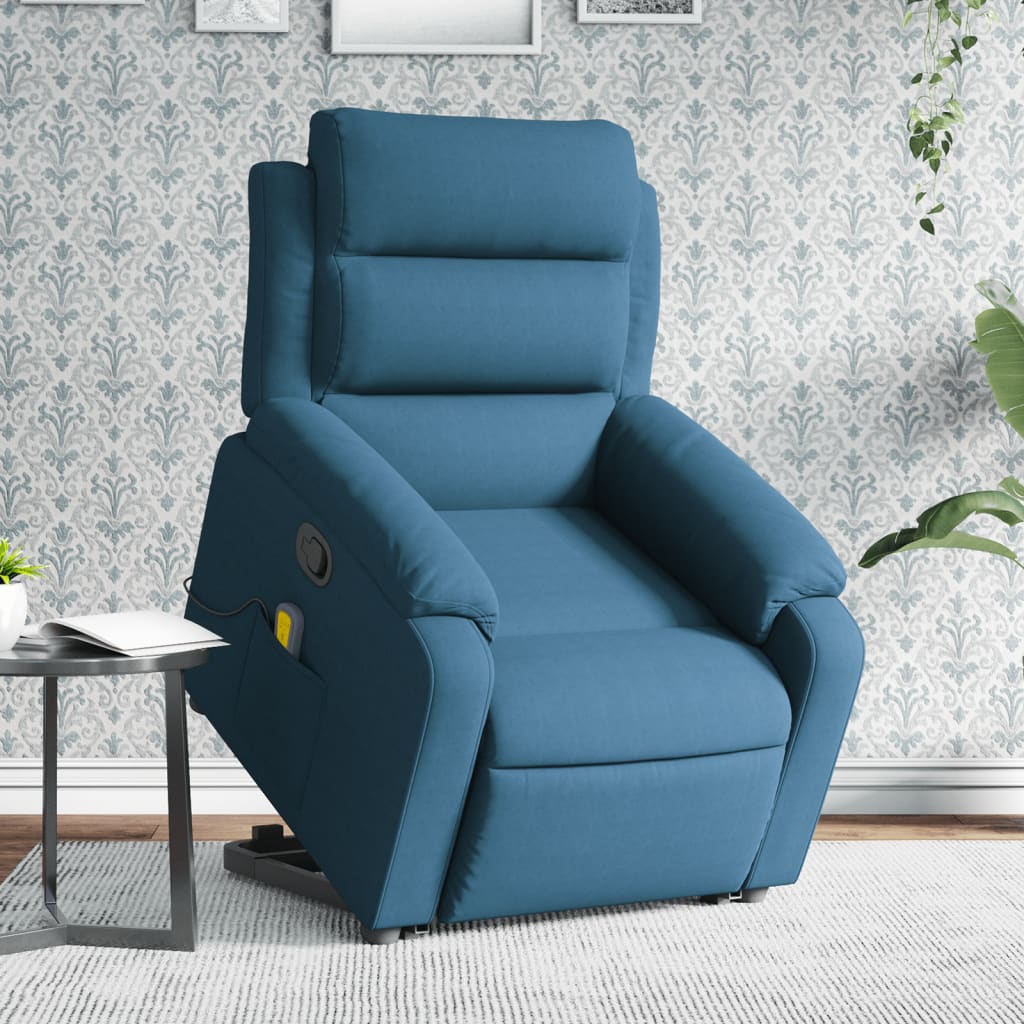 Vetonek Sillón reclinable de masaje elevable terciopelo azul