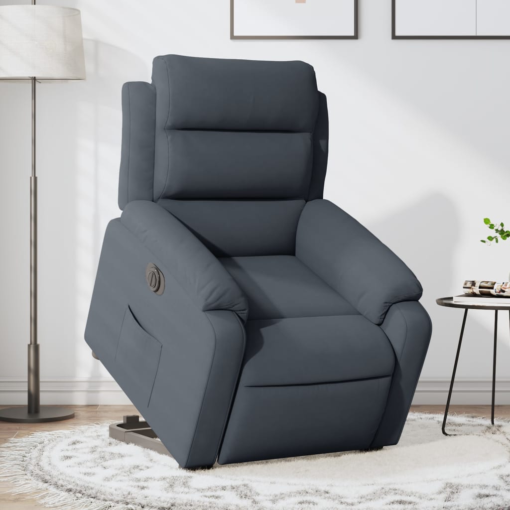 Vetonek Sillón eléctrico reclinable elevable de terciopelo gris oscuro