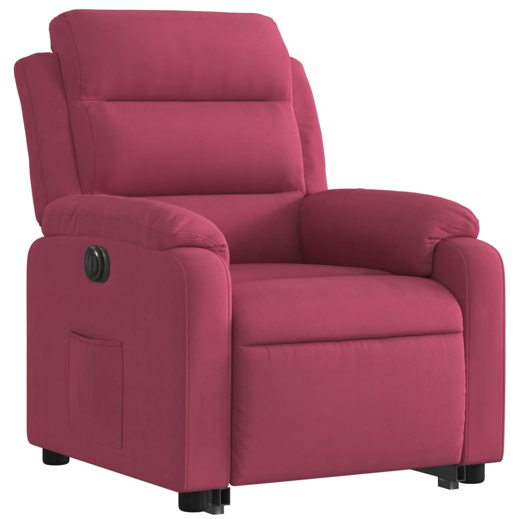 Reclinable electric armchair with red red velvet