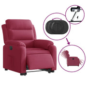 Sillón eléctrico reclinable elevable de terciopelo rojo tinto V6072 Vetonek