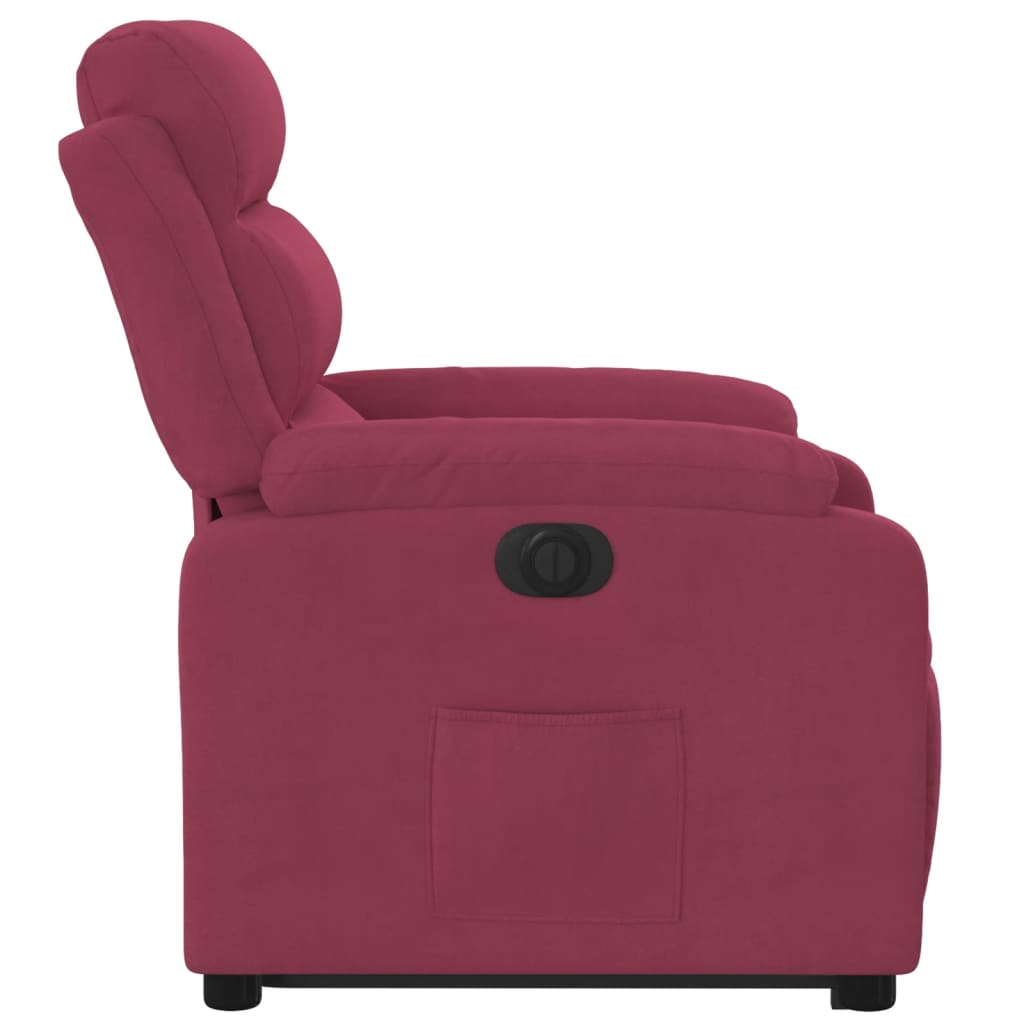 Sillón eléctrico reclinable elevable de terciopelo rojo tinto V6072 Vetonek