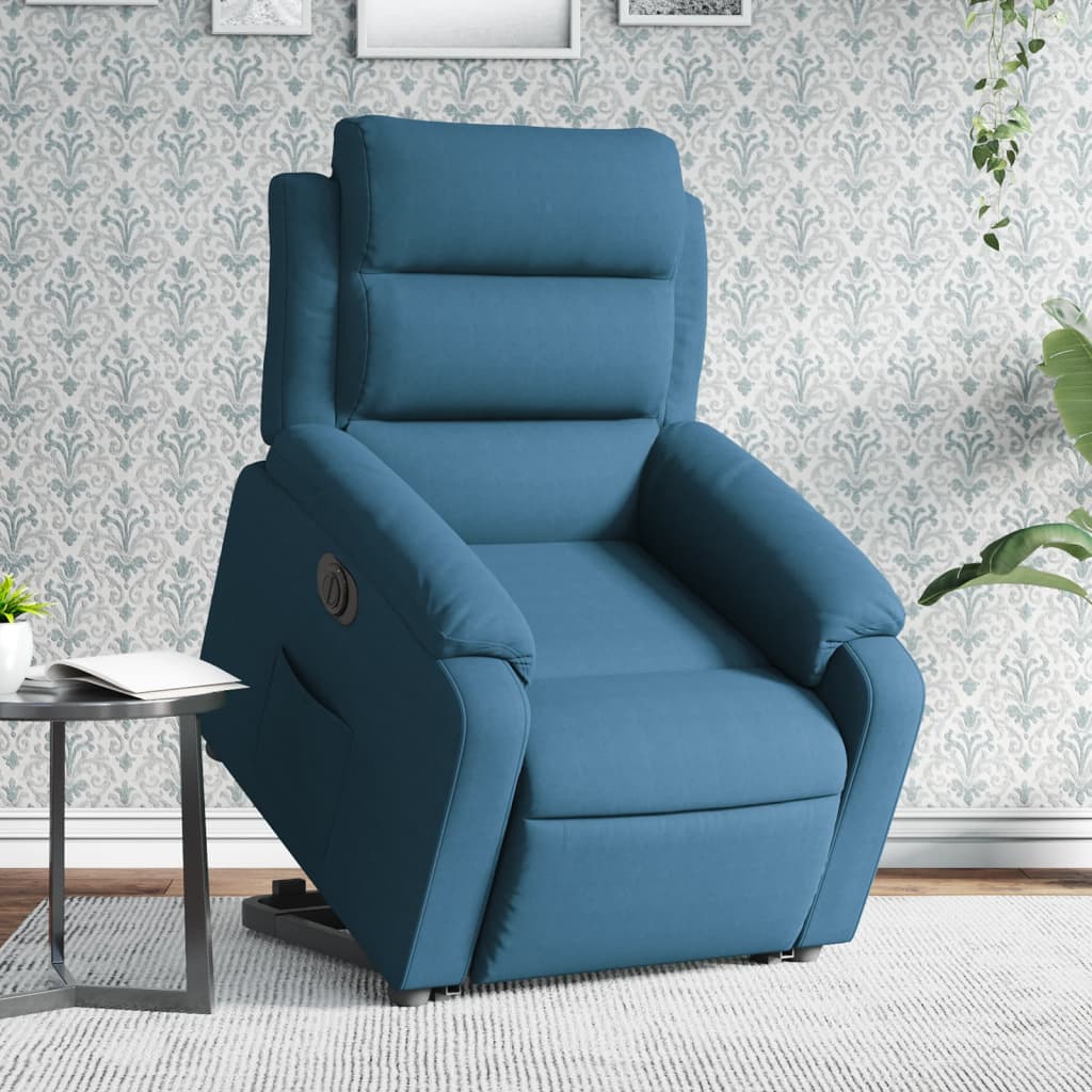 Vetonek Sillón eléctrico reclinable elevable de terciopelo azul