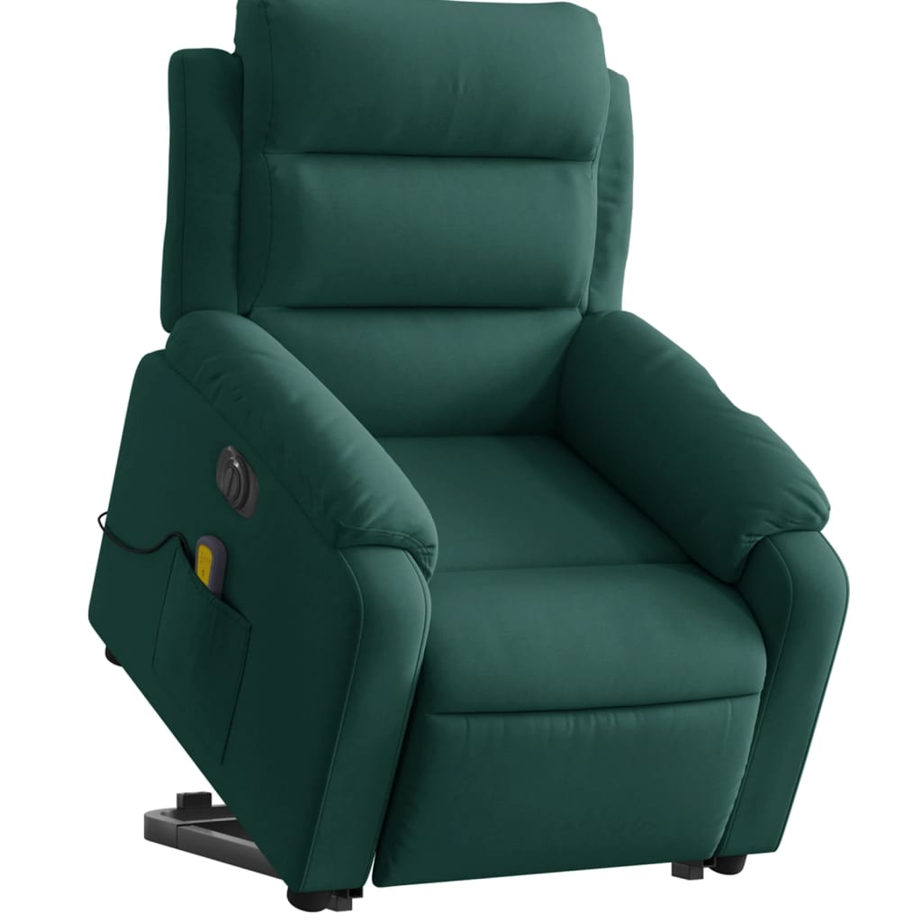 Sillón masaje reclinable elevable terciopelo verde oscuro