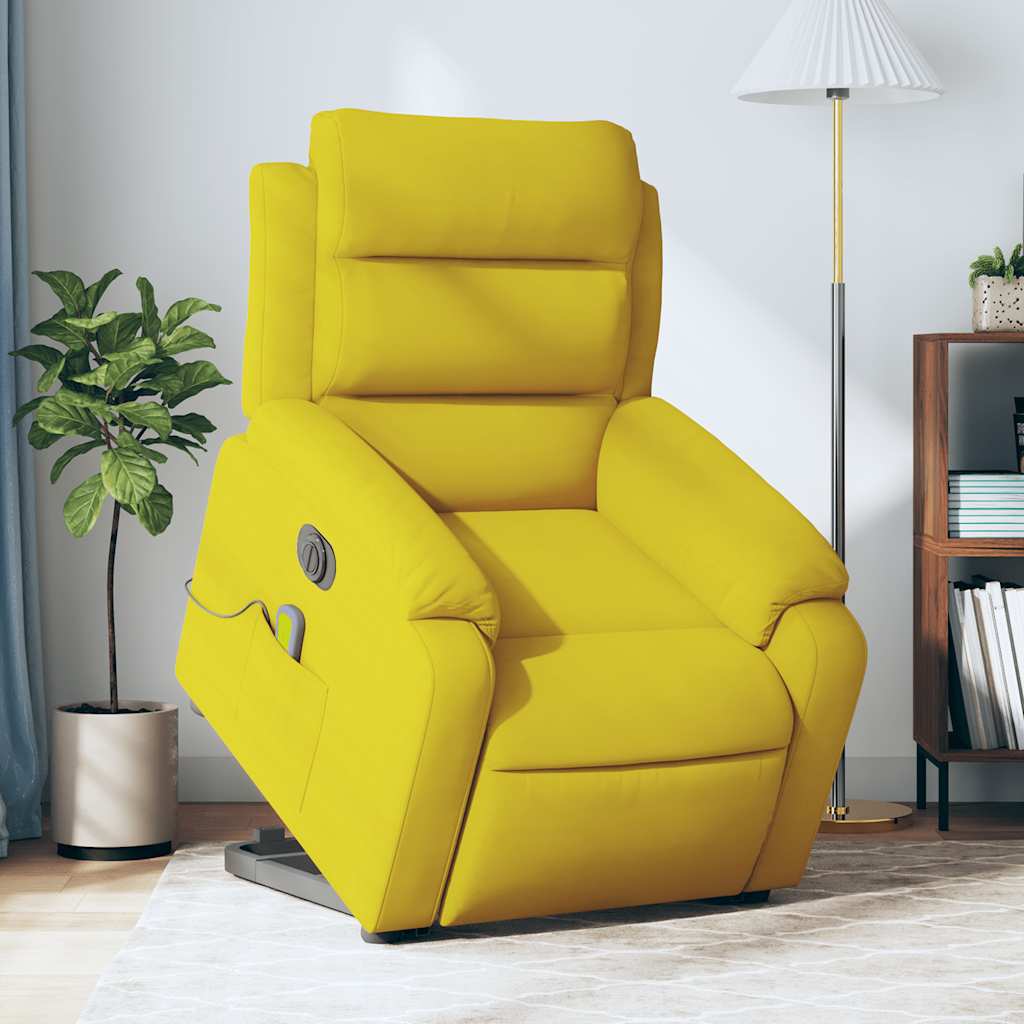 Sillón reclinable masaje eléctrico elevable terciopelo amarillo v6201 Vetonek