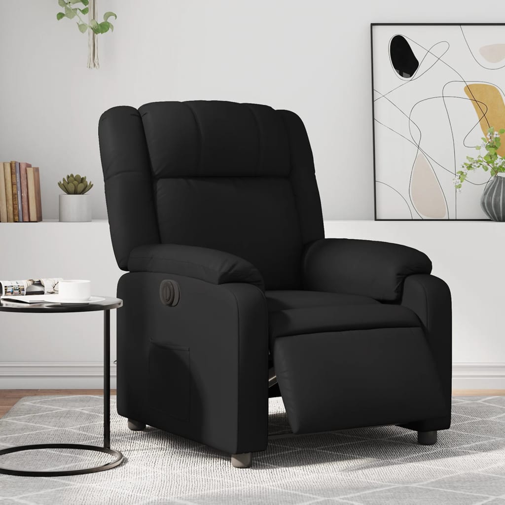 Vetonek Sillón reclinable eléctrico de cuero sintético negro