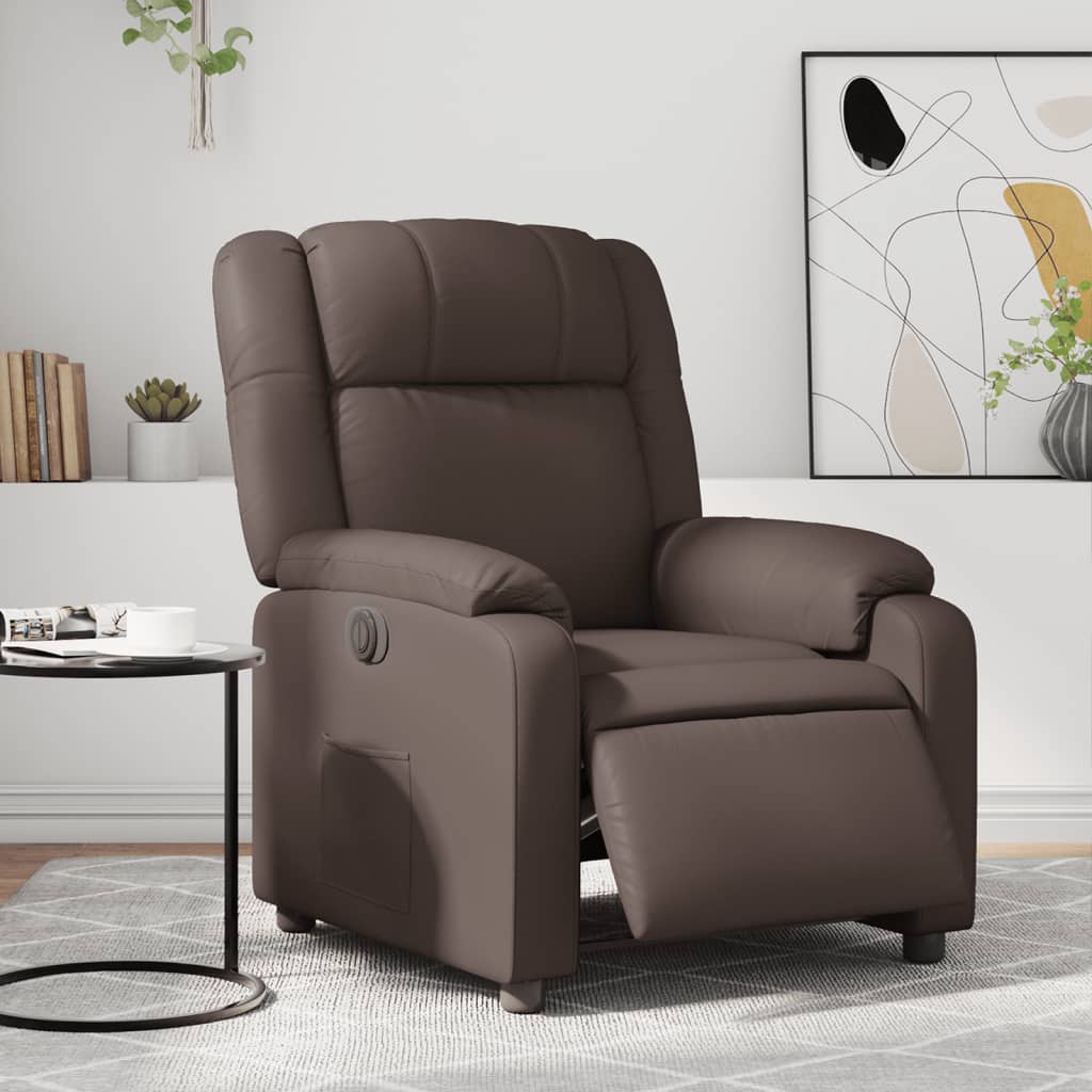 Vetonek Sillón reclinable eléctrico de cuero sintético marrón