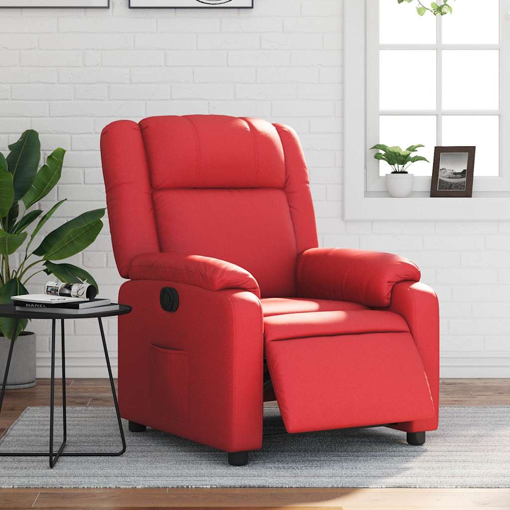 Sillón reclinable eléctrico de cuero sintético rojo V6294 Vetonek