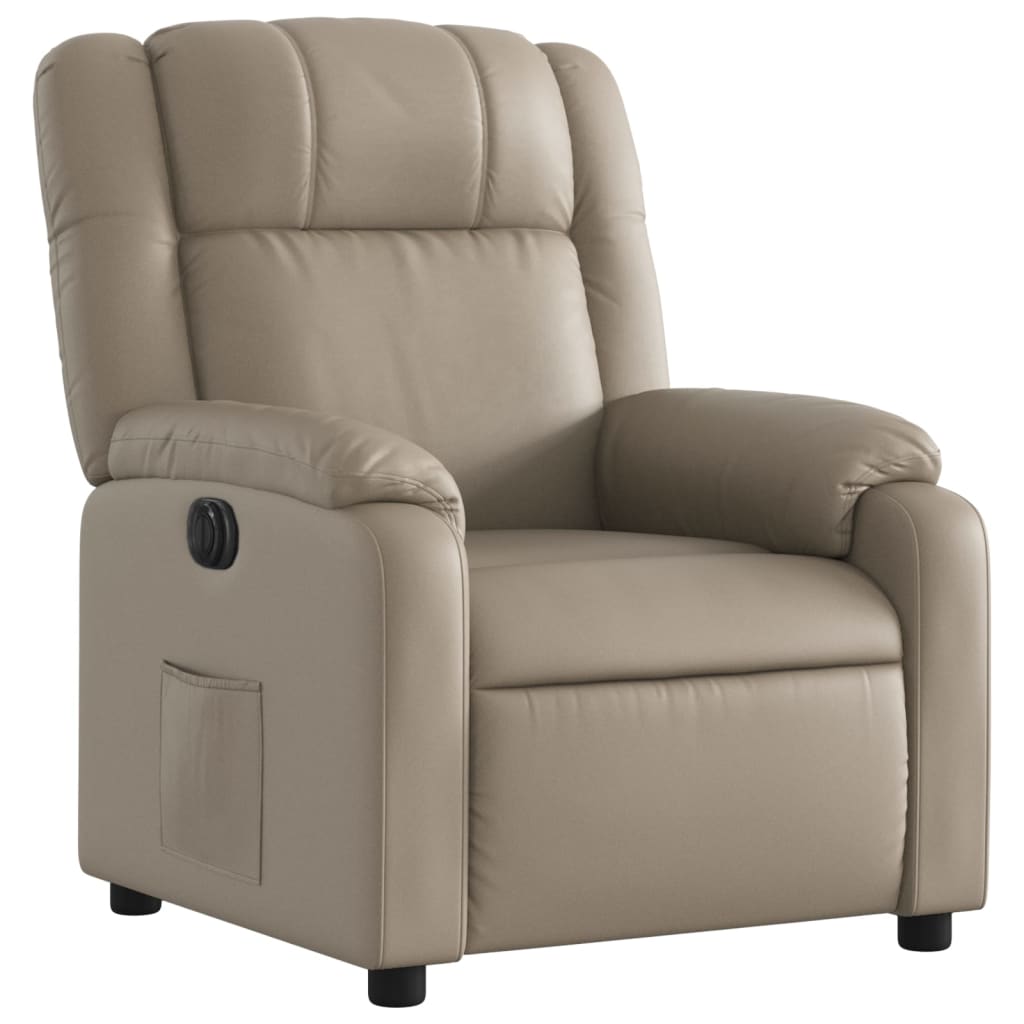 Sillón reclinable eléctrico de cuero sintético color capuchino V6300 Vetonek