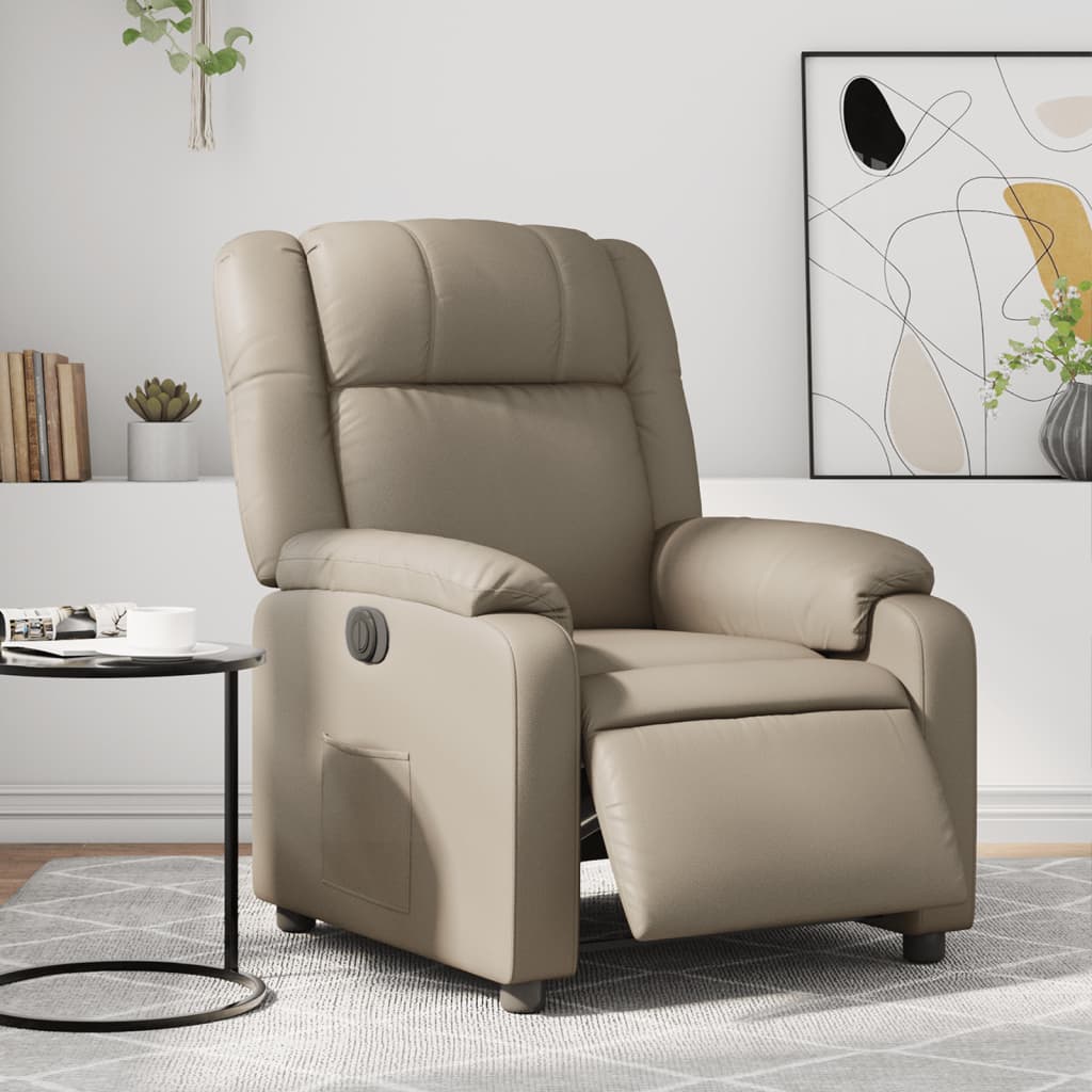 Sillón reclinable eléctrico de cuero sintético color capuchino V6300 Vetonek
