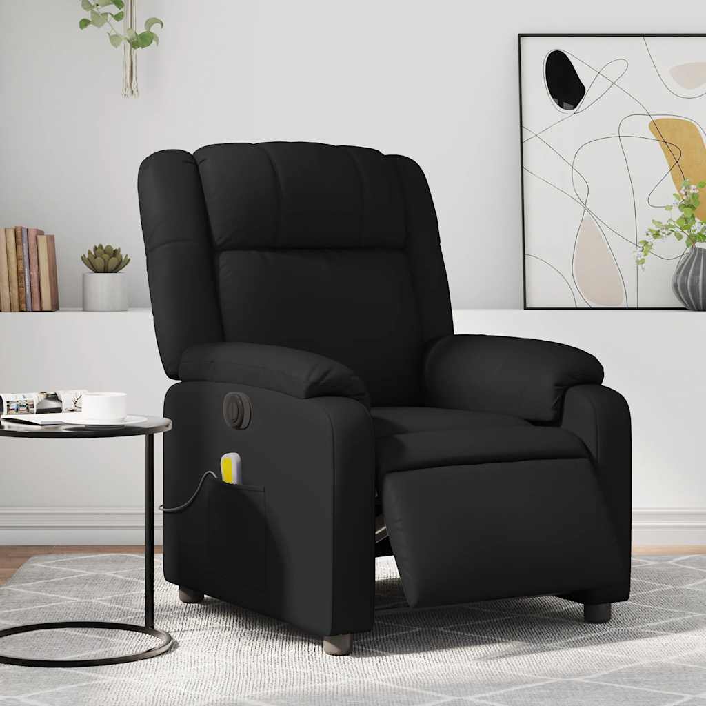 Vetonek Sillón de masaje reclinable eléctrico cuero sintético negro