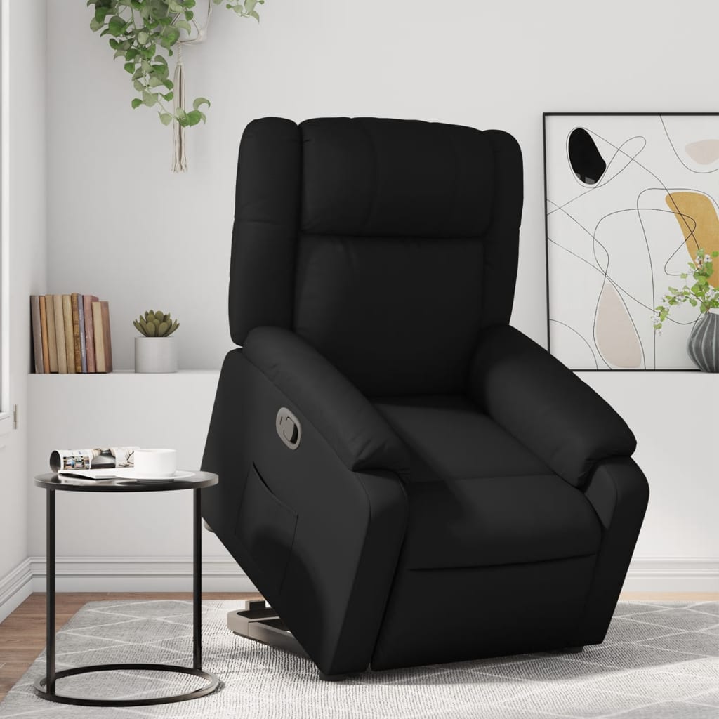 Vetonek Sillón reclinable elevable cuero artificial negro