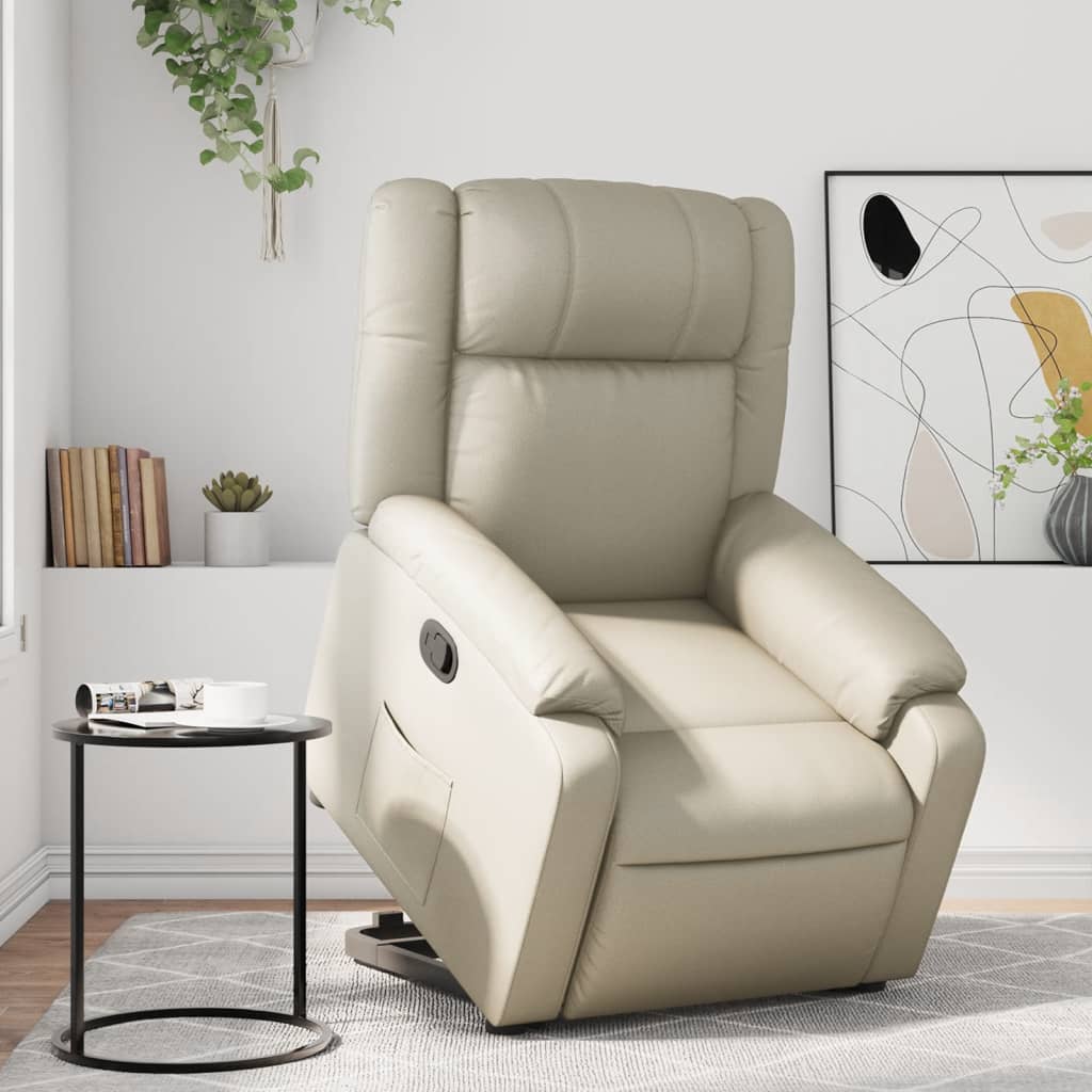 Vetonek Sillón reclinable elevable cuero artificial color crema