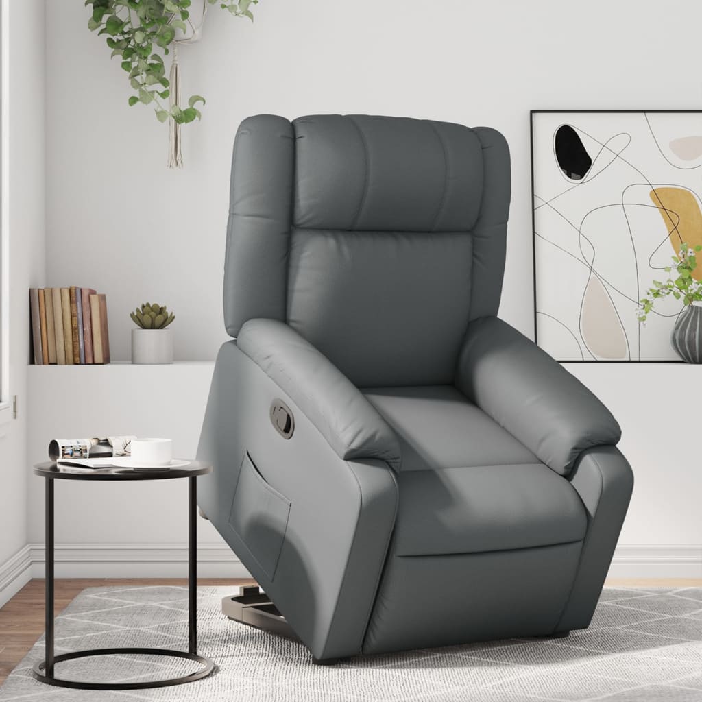 Vetonek Sillón reclinable elevable cuero artificial gris