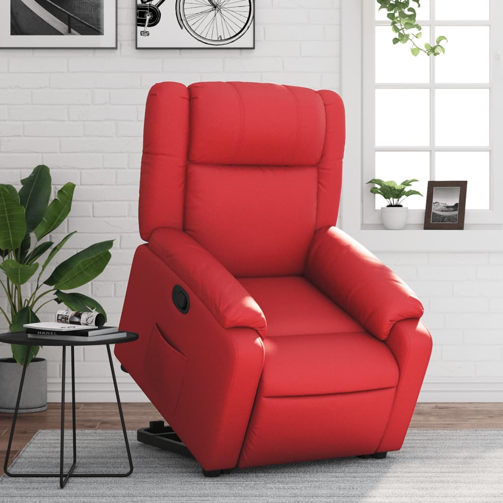 Vetonek Sillón reclinable elevable cuero artificial rojo