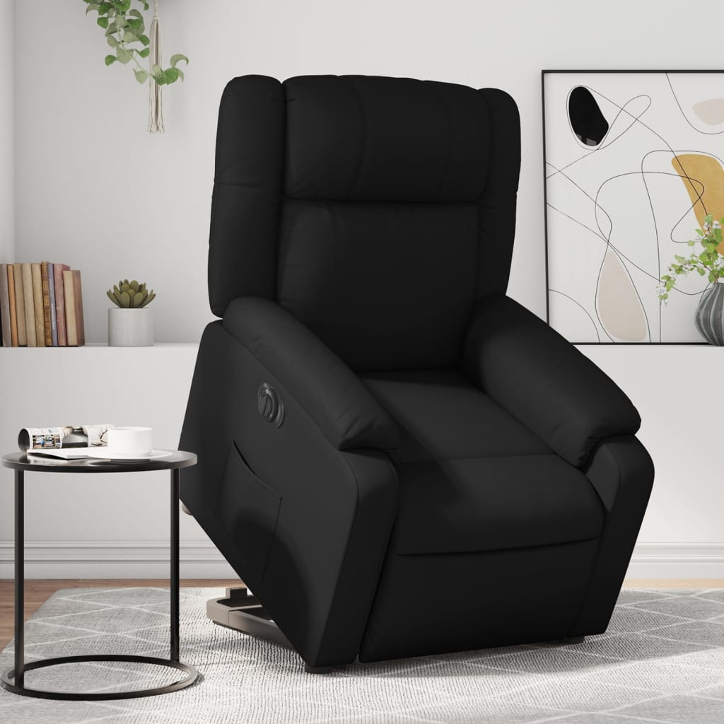 Vetonek Sillón reclinable y elevable eléctrico cuero sintético negro