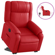 Sillón elevable eléctrico cuero artificial rojo V6577 Vetonek