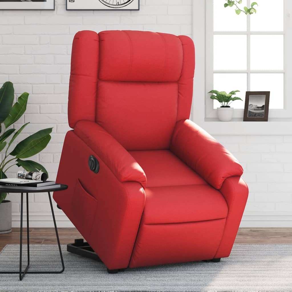 Vetonek Sillón elevable eléctrico cuero artificial rojo