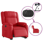 Sillón elevable eléctrico cuero artificial rojo V6577 Vetonek