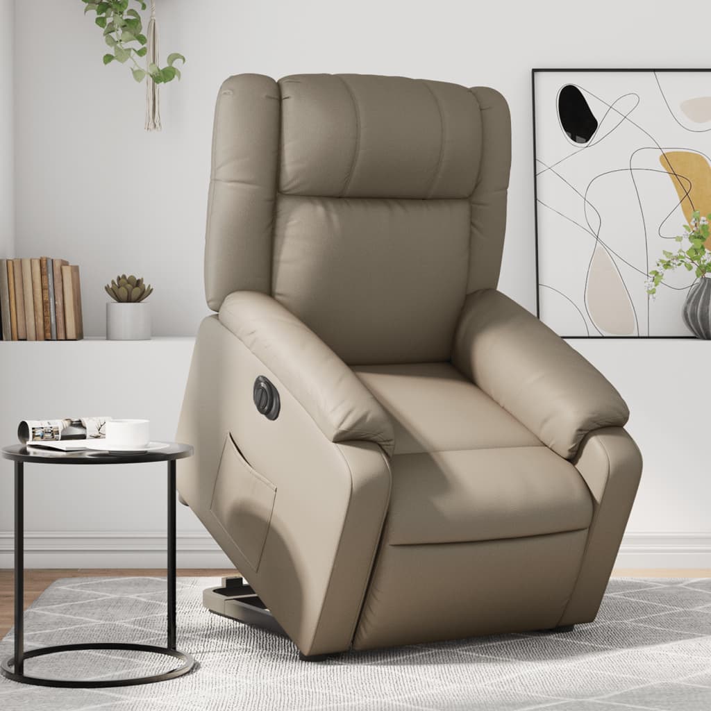 Sillón elevable eléctrico cuero artificial capuchino V6584 Vetonek