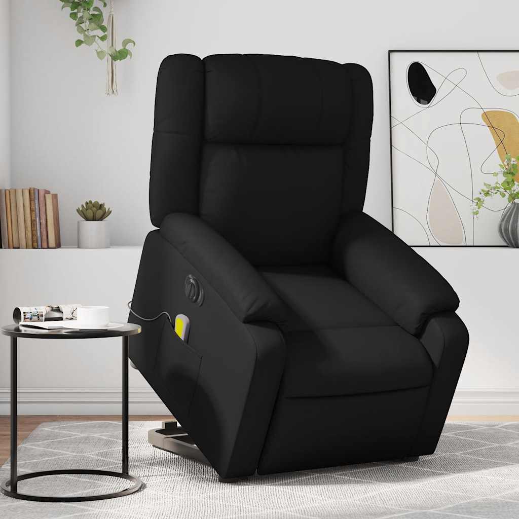 Vetonek Sillón de masaje elevable eléctrico cuero sintético negro