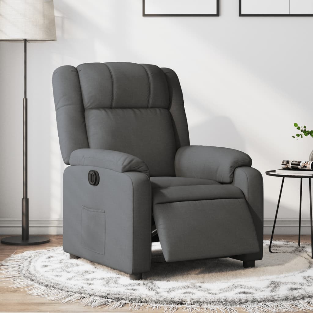 Vetonek Sillón reclinable eléctrico de tela gris oscuro