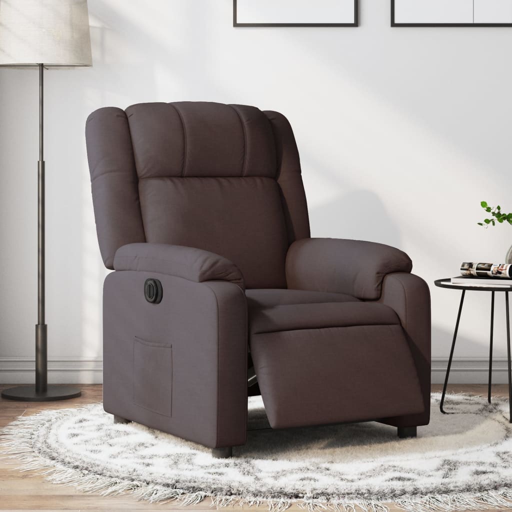Sillón reclinable eléctrico tela marrón oscuro V6713 Vetonek